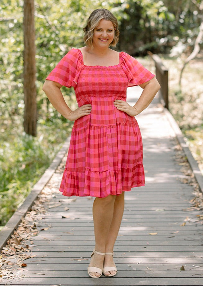 Checkered dress plus on sale size