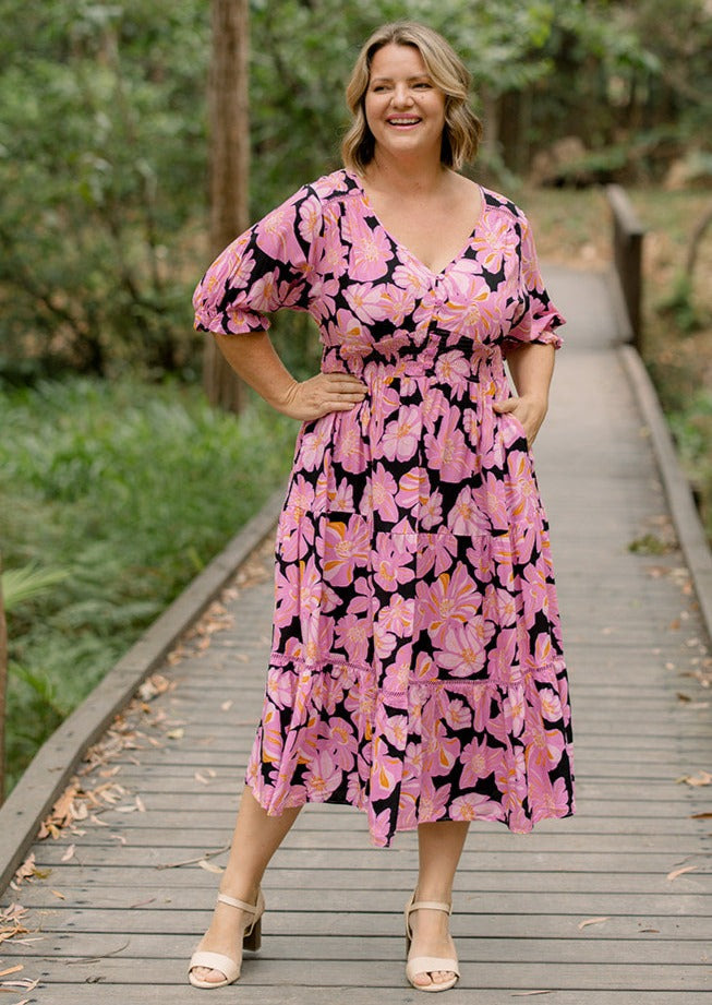 Plus size hotsell pink midi dress