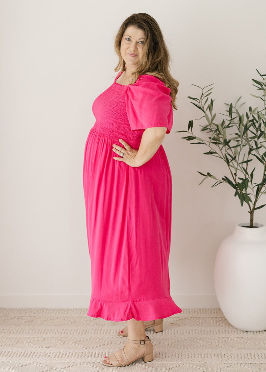 Cadence Midi Dress in Pink