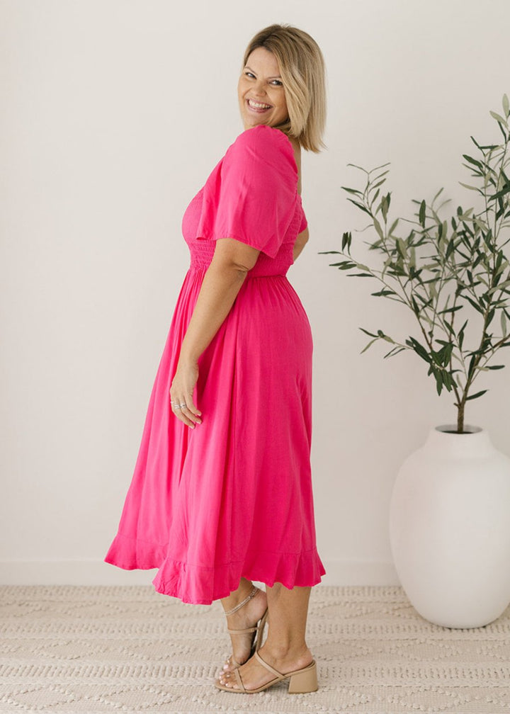 Cadence Midi Dress in Pink