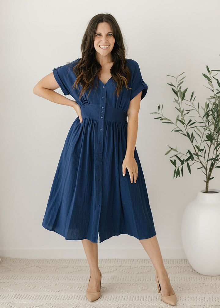 Charlie Midi Dress in Navy