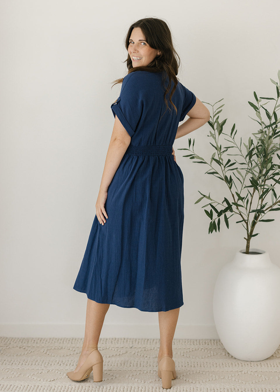 Charlie Midi Dress in Navy