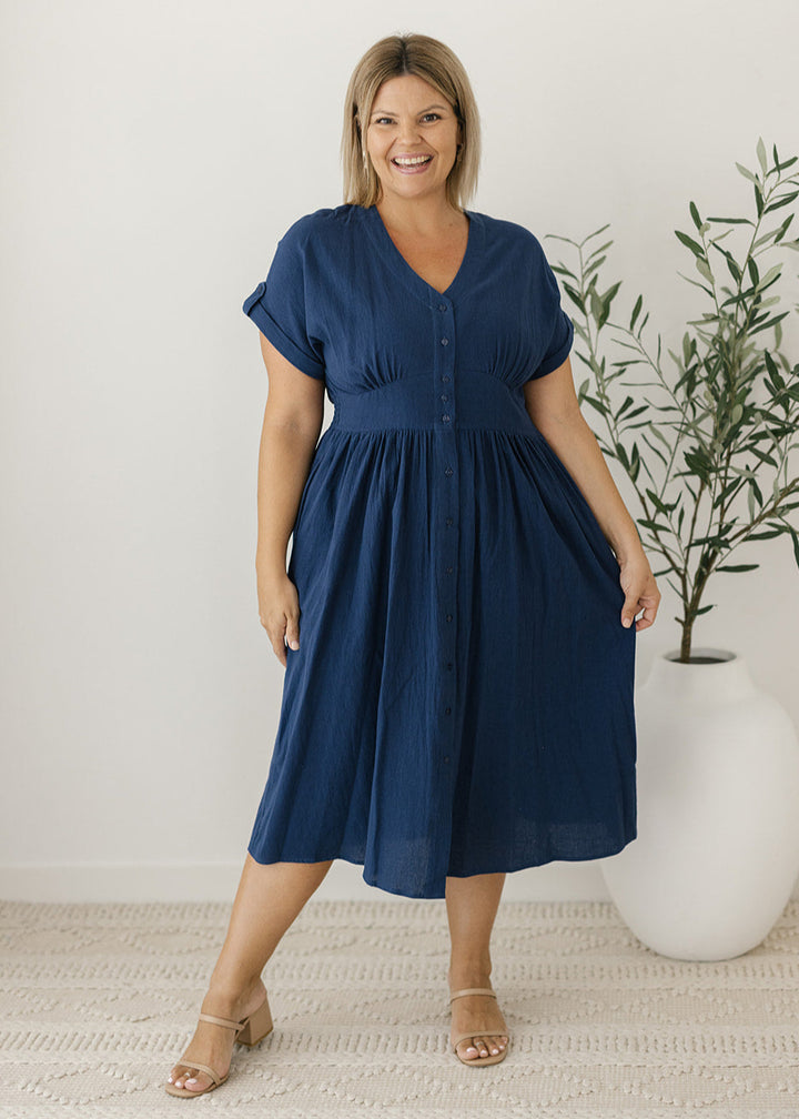 Charlie Midi Dress in Navy