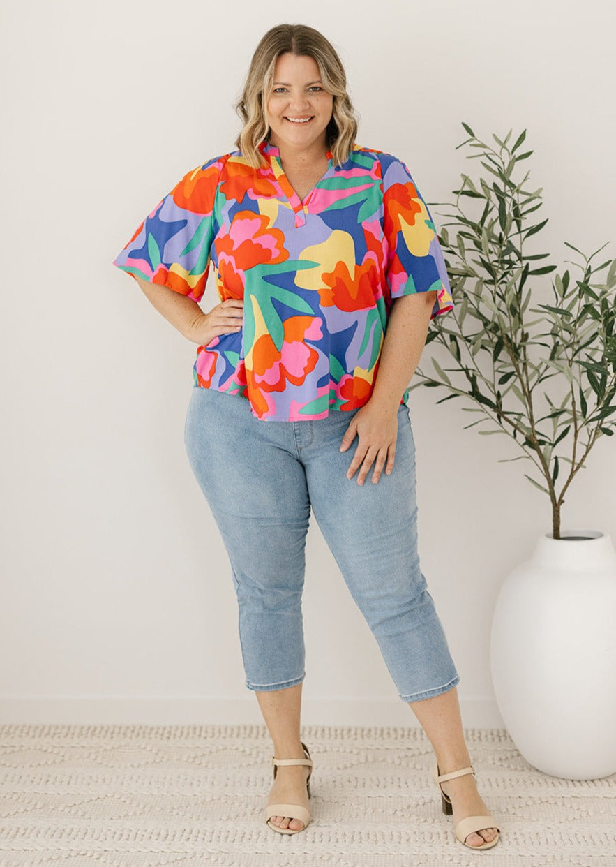 Colourful Curvy Womens Top