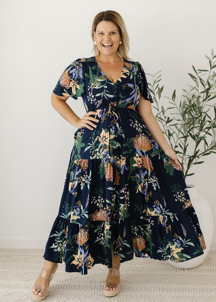 Harper Maxi Dress in Midnight Bloom