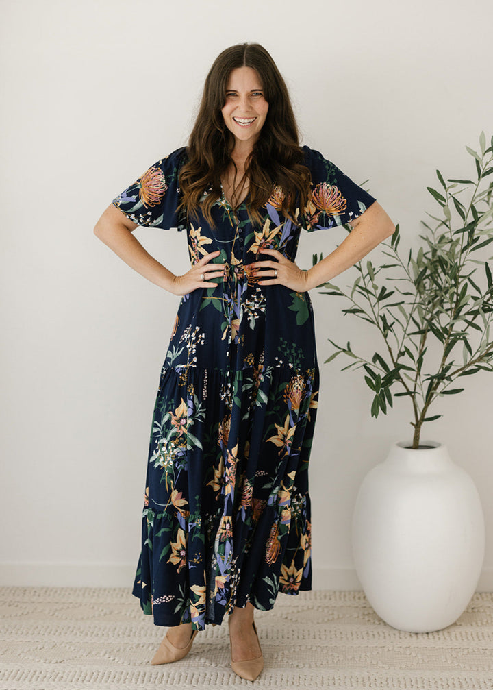 Harper Maxi Dress in Midnight Bloom