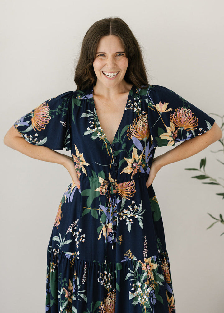 Harper Maxi Dress in Midnight Bloom