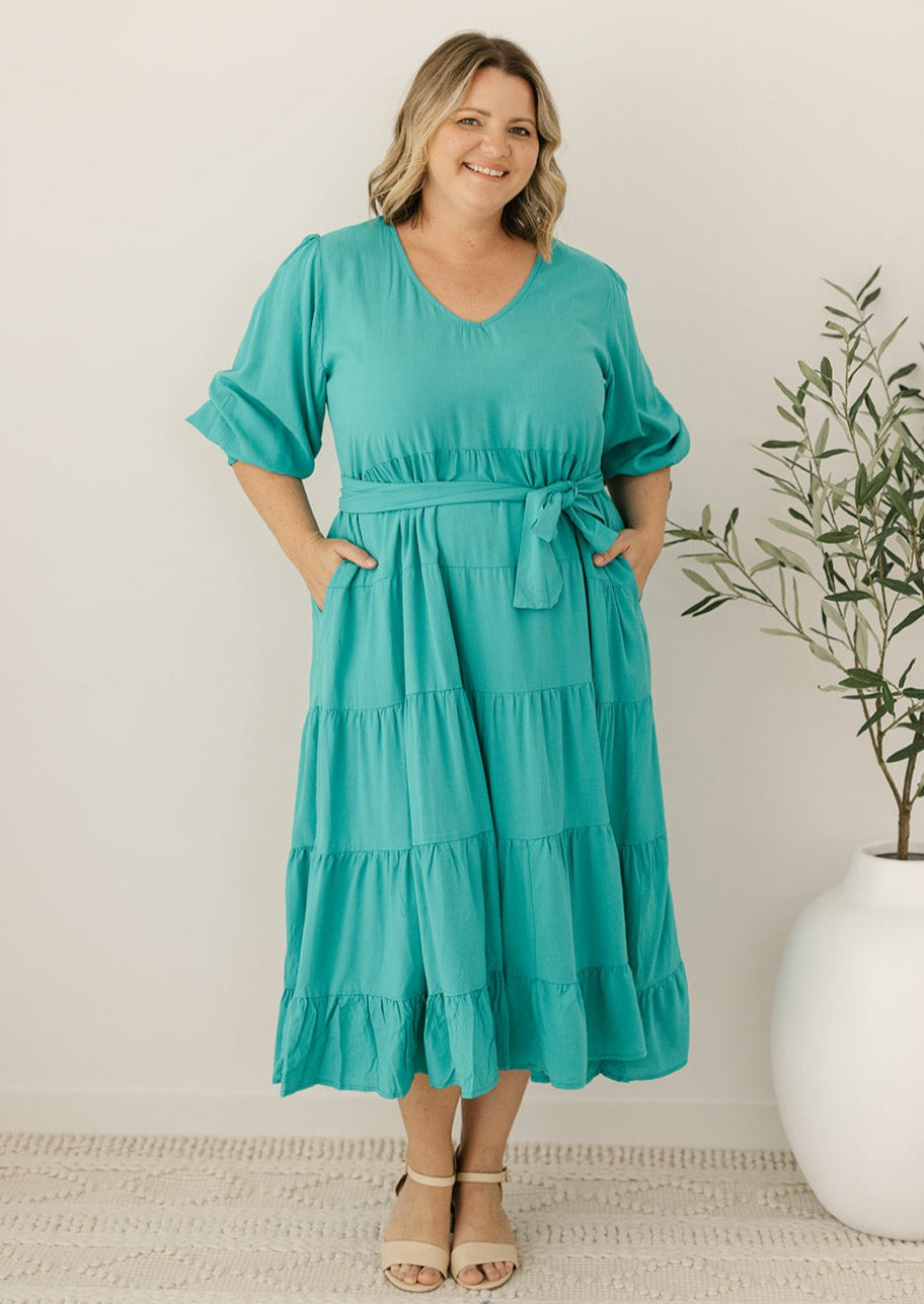 Jemma Maxi Dress in Emerald - womens free-flow plus-size winter dress ...