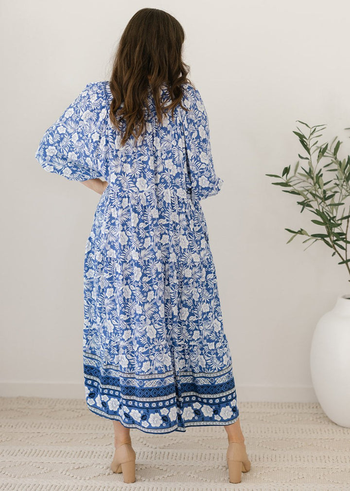 breast-feeding friendly smock-style maxi dress with pockets