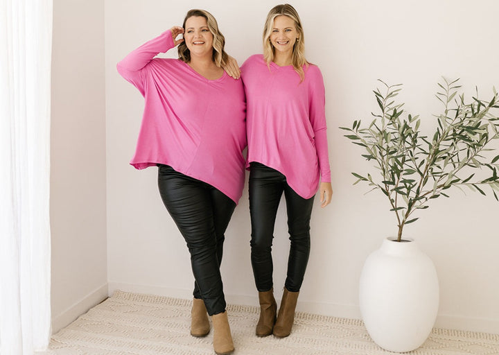 pink plus-size ladies long-sleeve tee