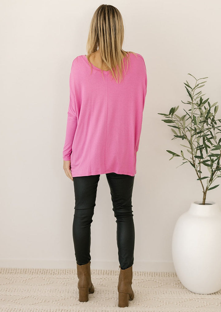 pink plus-size ladies long-sleeve tee