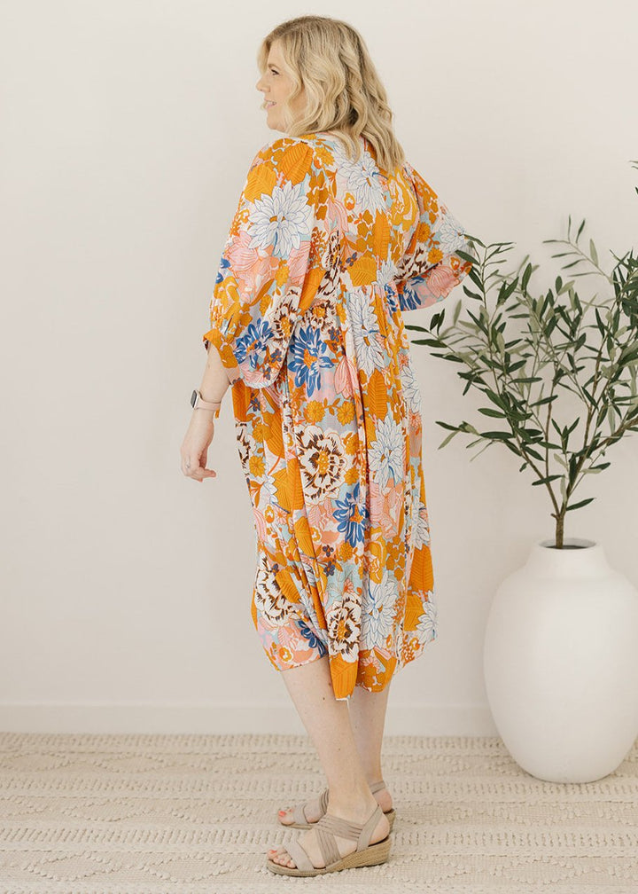 breast-feeding friendly flowy floral smock dress 