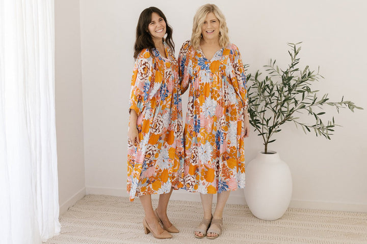 bump-friendly floral print smock-style maxi dress