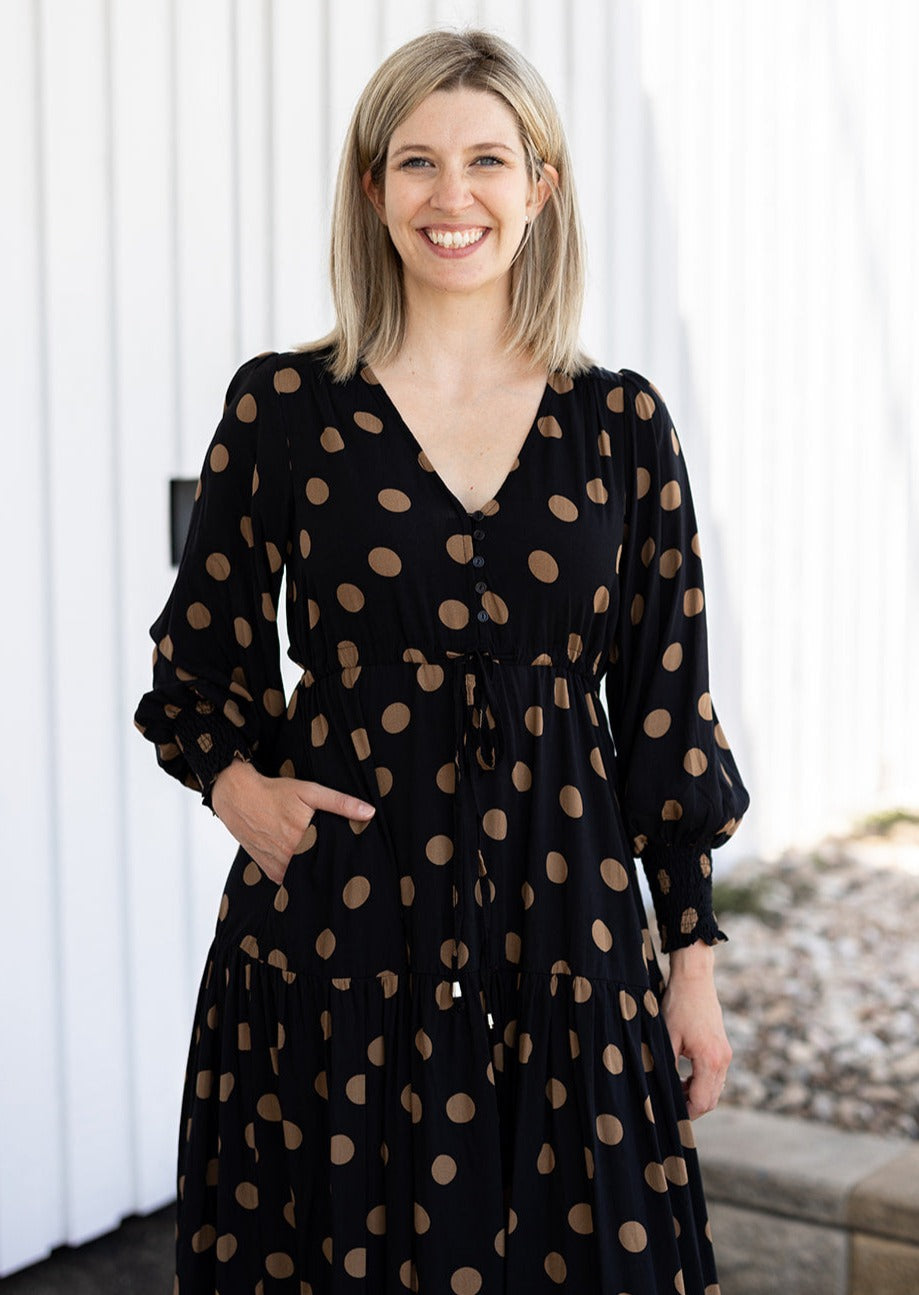 Breanna polka hotsell dot wrap dress